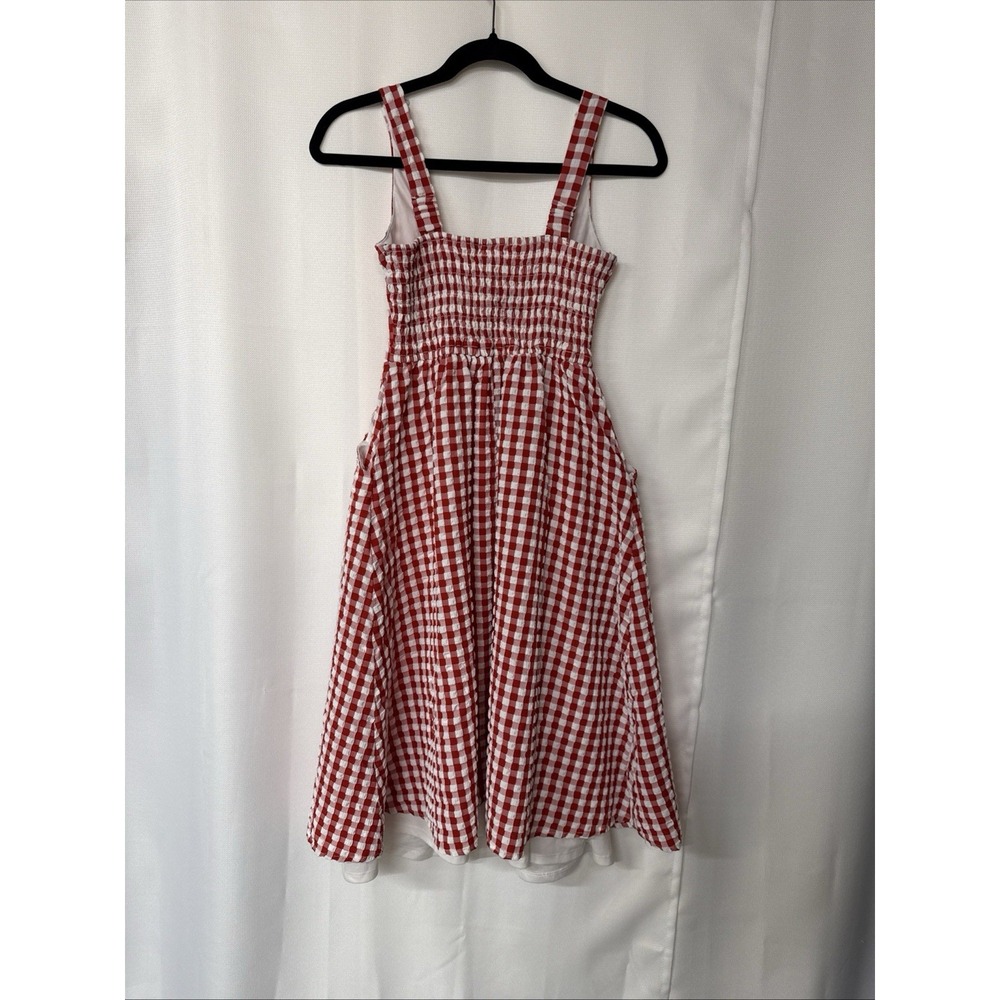 Jessica Simpson Red Gingham Midi Dress Sz S Cottagecore Picnic Milkmaid Sundress - Picture 7 of 13